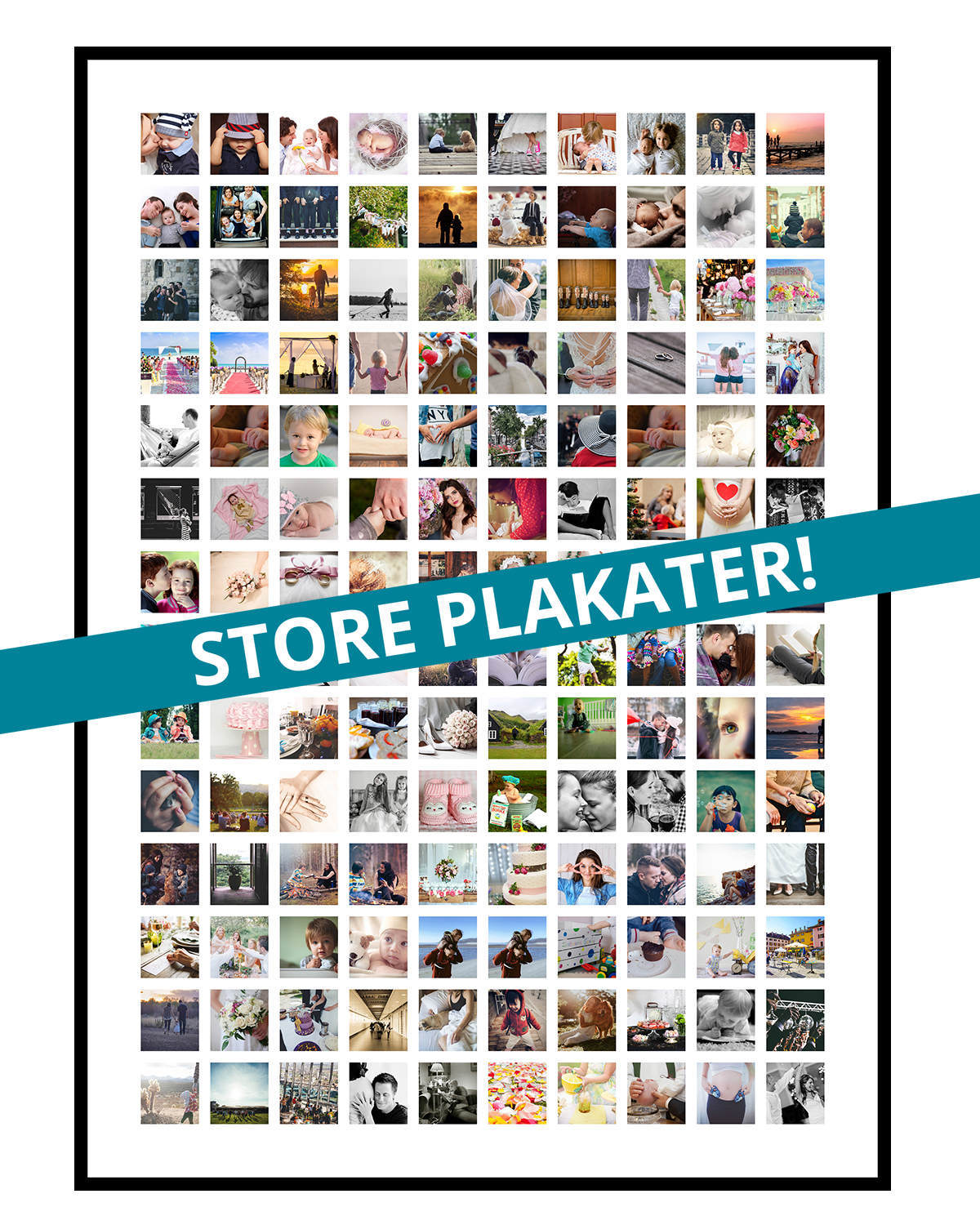 Se Fotocollage med 140 billeder - vi designer for dig hos PlakatTrykkeren.dk