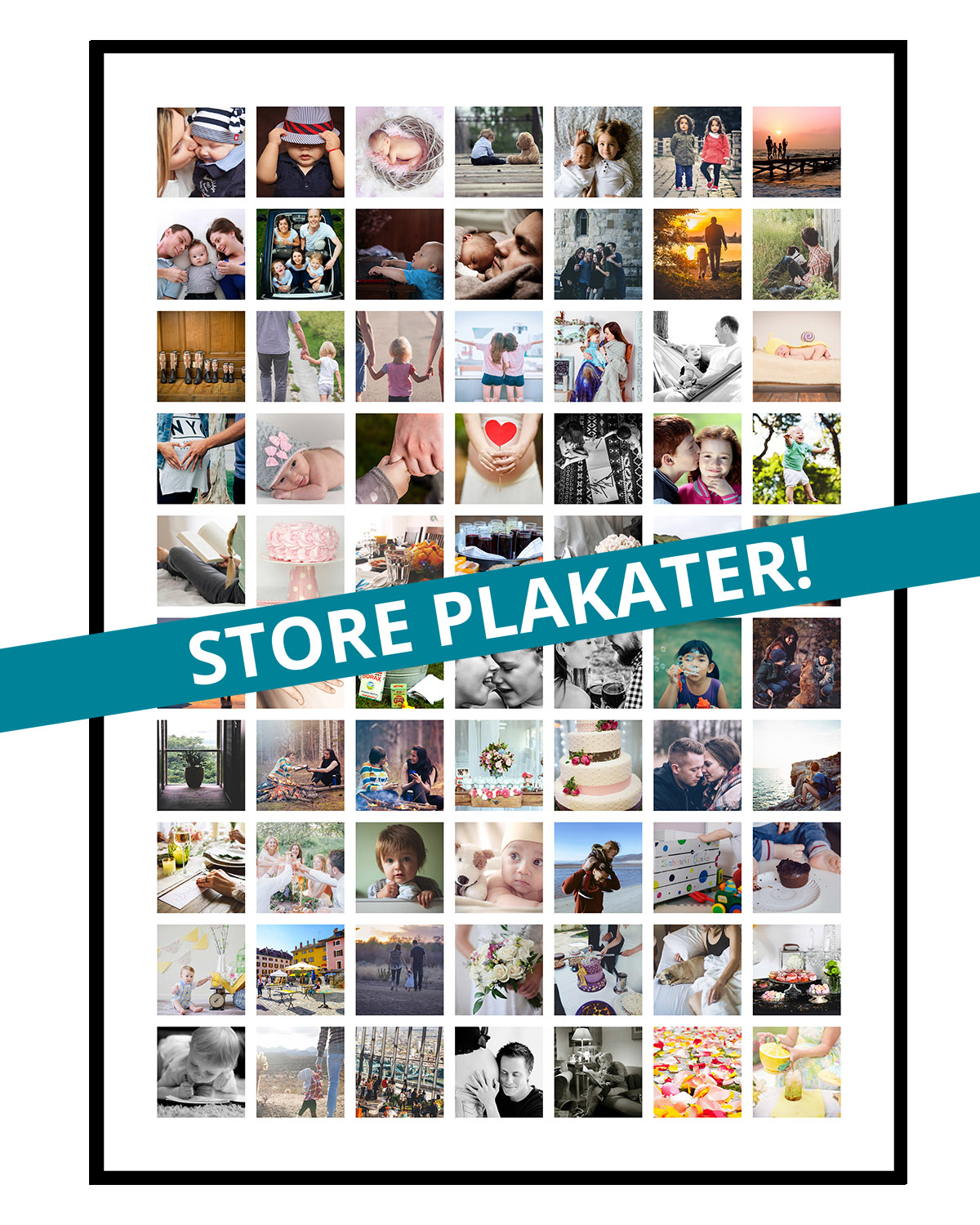 Se Fotocollage med 70 billeder - vi designer for dig hos PlakatTrykkeren.dk