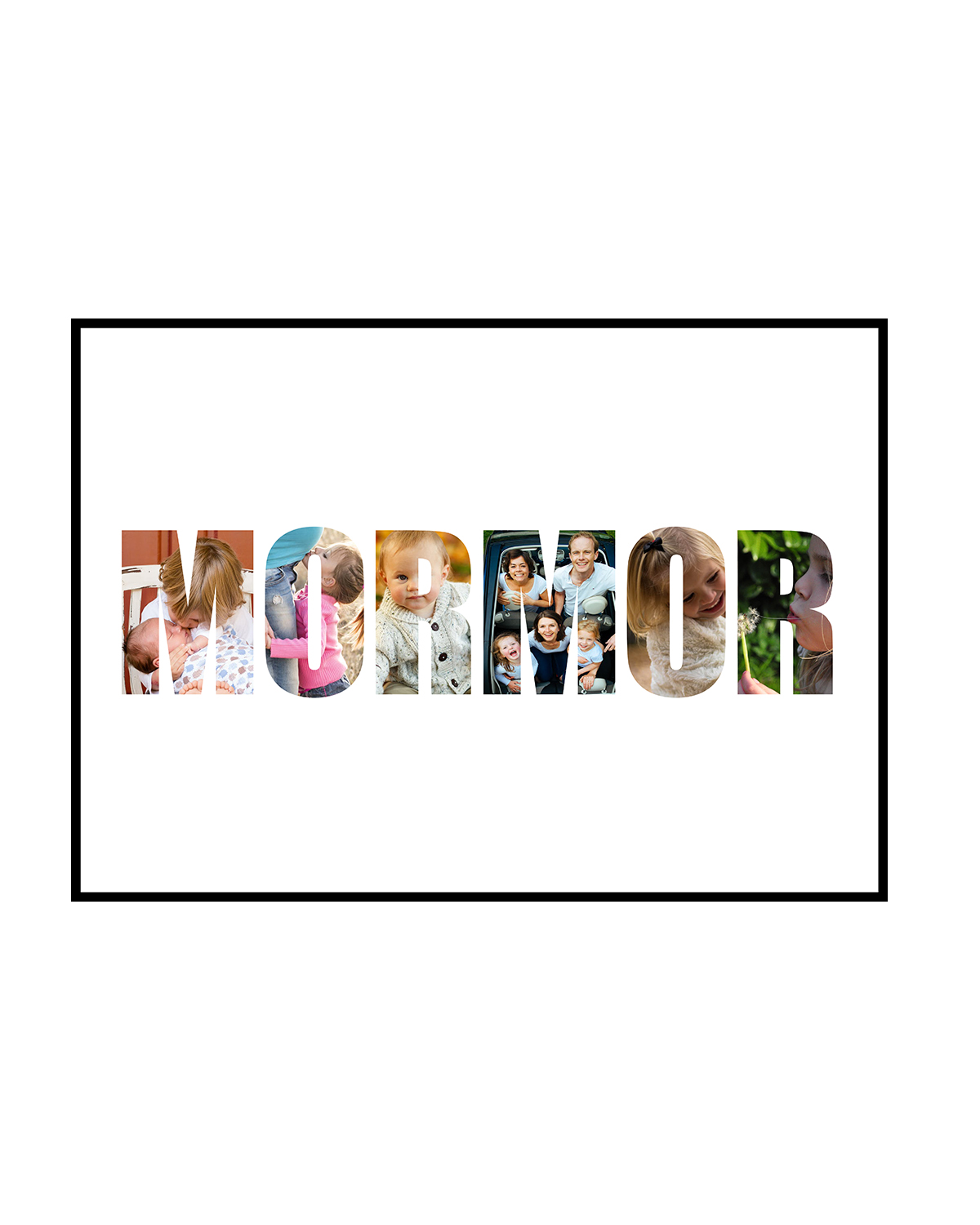 Se Navnecollagen 'MORMOR' med 6 billeder - vi designer for dig hos PlakatTrykkeren.dk